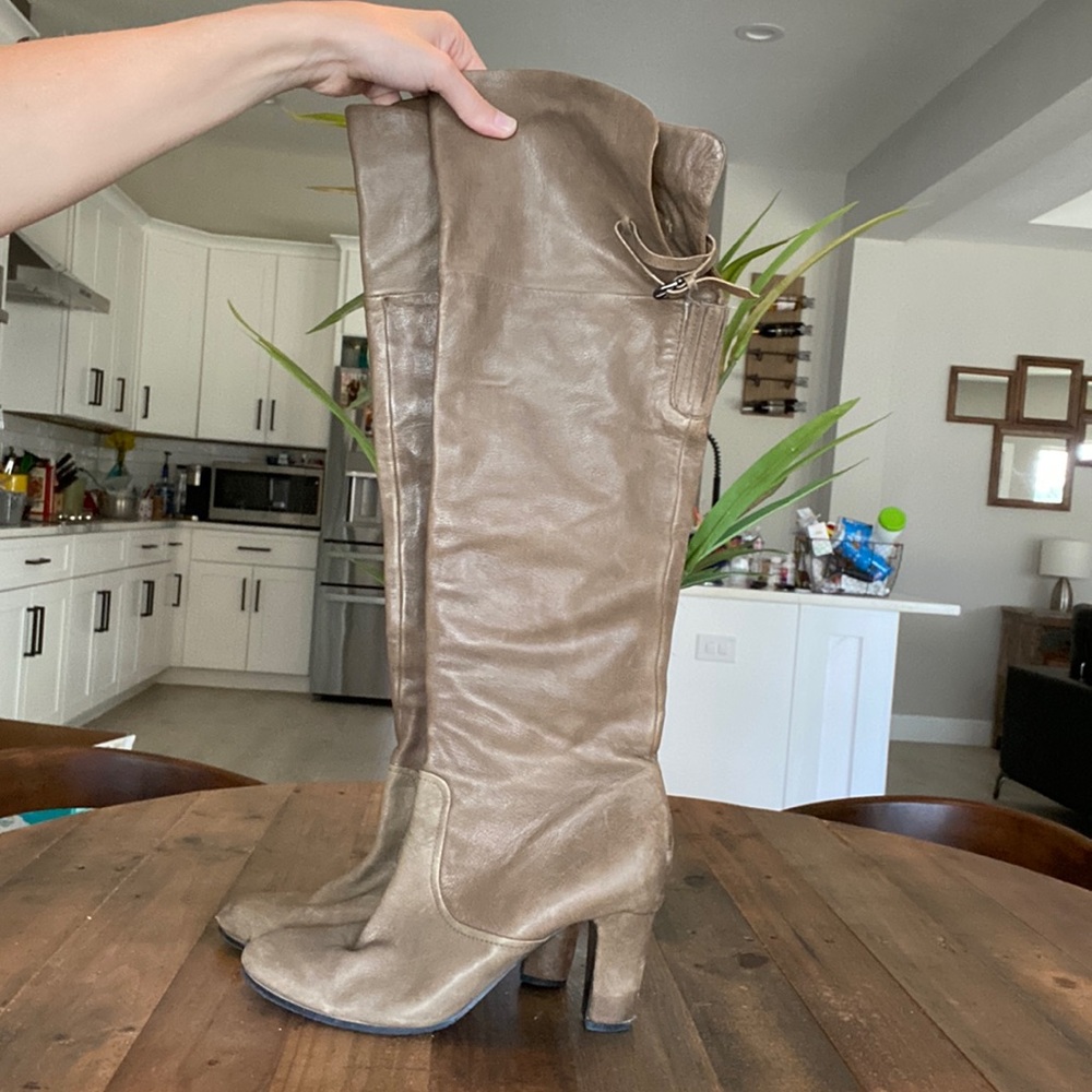 Genuine Leather Sam Edelman Taupe Over The Knee Boots with Heels Size 11
